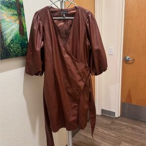 INC International Concepts Chocolate Brown Wrap Dress
